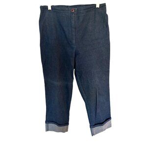 Vintage Studio Womens Denim Capri Pants With Cuffed Hem Size 8